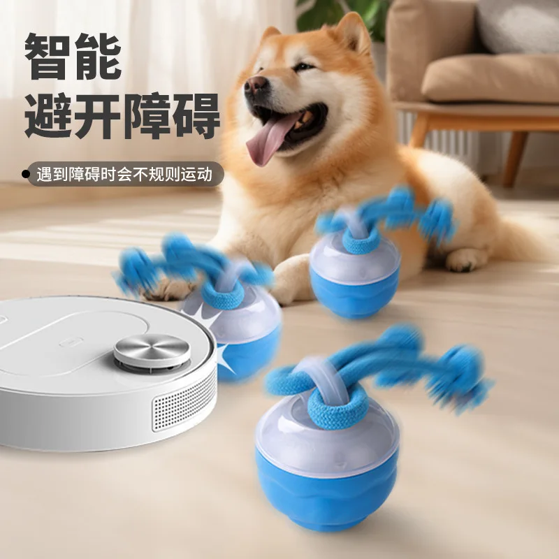 Smart Interactive Dog Toy Ball Electric Rolling Jumping Pet Toys with Remote Control Obstacle Avoidance Chew Rope