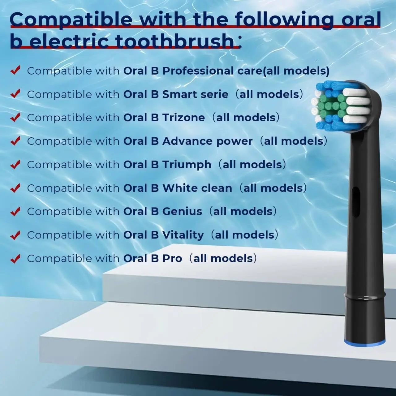 Black Replacement Brush Heads for Oral Basic Cleaning -B Electric toothbrush nozzle Bristles D100 D25 D30 D32 4739 3709 3744 image 4