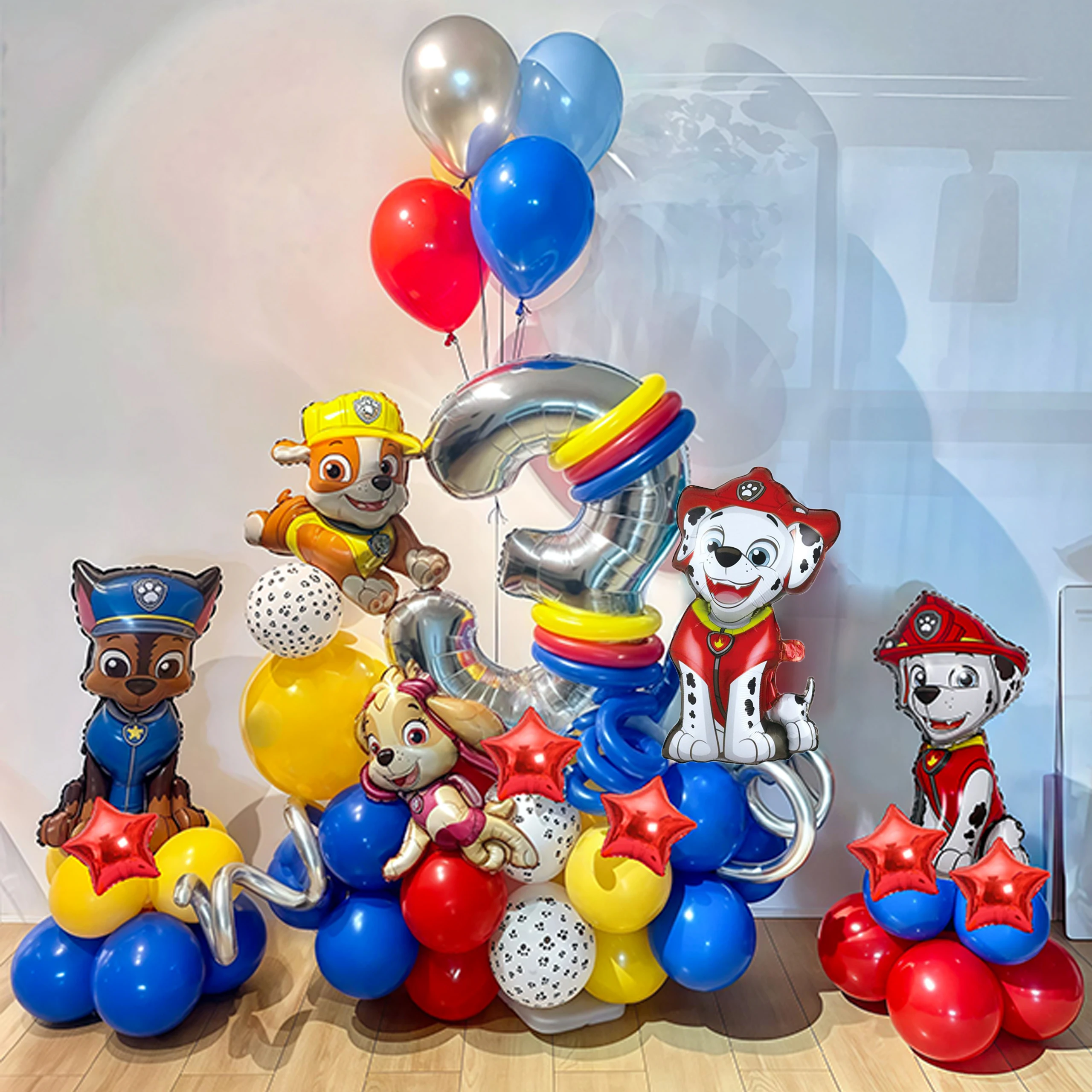 مجموعة بالونات باو باترول الساخنة - زينة حفلات أعياد الميلاد، أشرطة بالونات من اللاتكس والرقائق المعدنية لهدايا مستلزمات الحفلات ذات الطابع الكرتوني #1