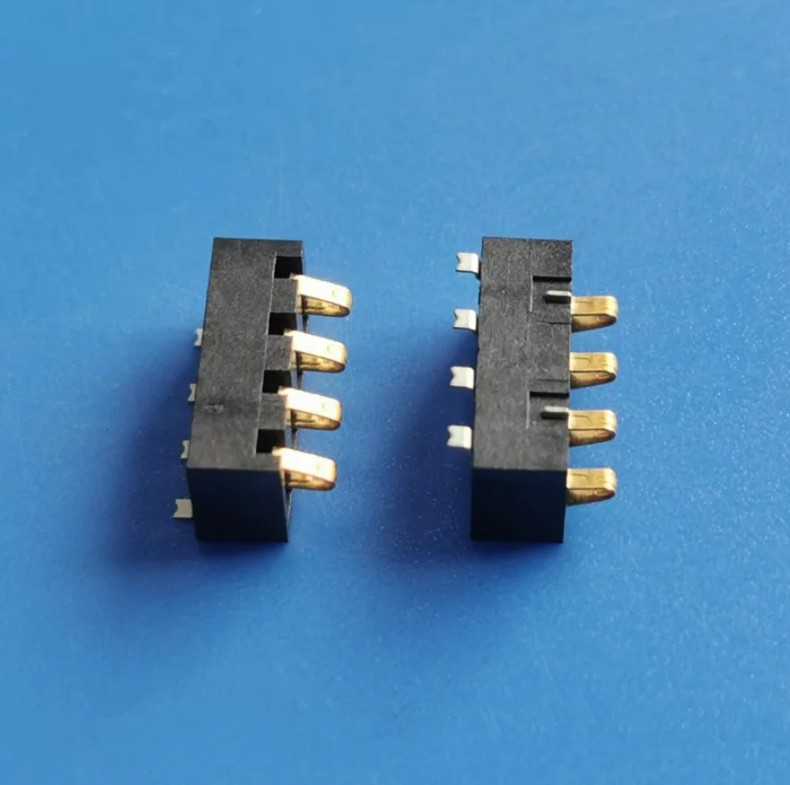 2.5mm spacing spring gold plated battery connector vertical side pressure vertical plate to plate connection，height  4.6mm