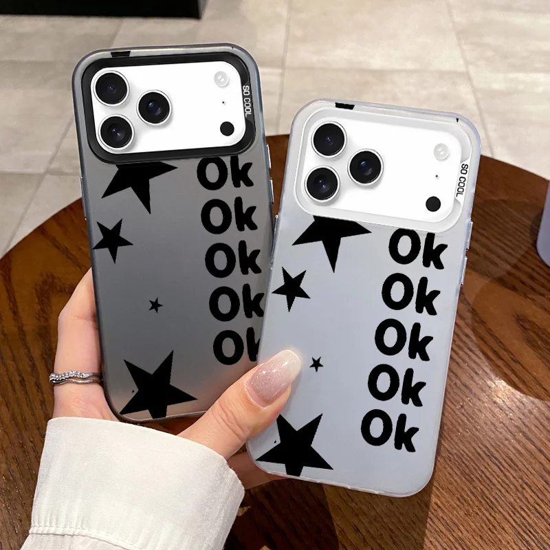 Ok pattern phone case is suitable for iPhone 17 16 15 14 13 12 11 Pro/ Max/Plus anti-fall and shockproof rear cover