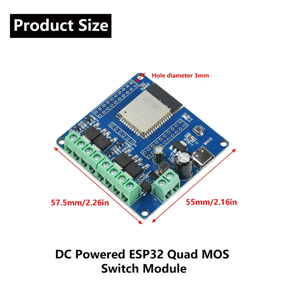 DC 5-60V ESP32 2/4-Way MOS Switch Module Single-Way Relay Module ESP32-32E Module WIFI Bluetooth Development Board UART Burning