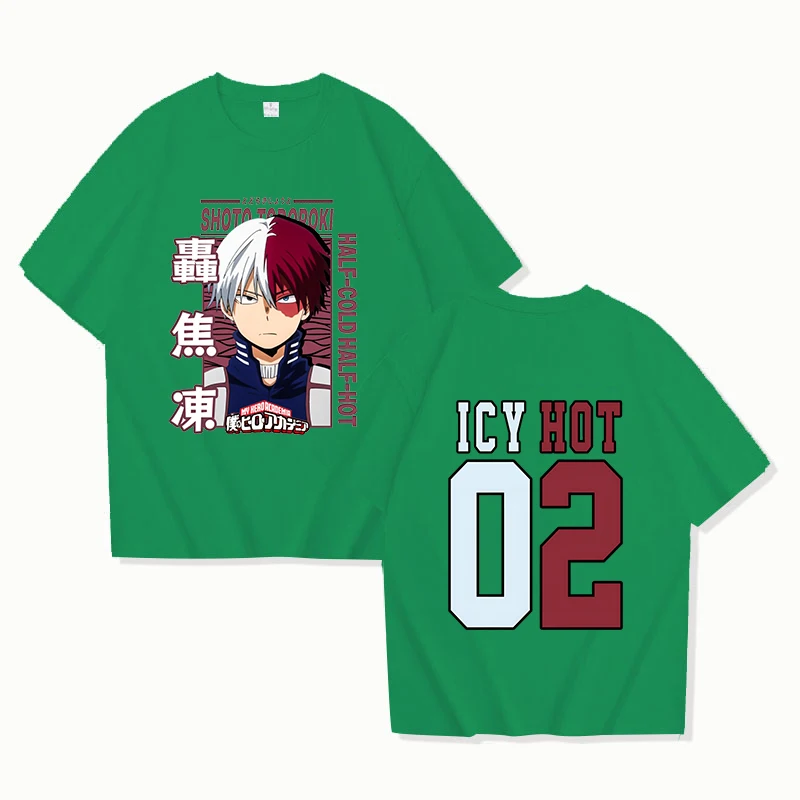 Funny Todoroki Shoto Print T-shirt Summer Anime Pattern T Shirt Women Men Short Sleeve Loose Shirts