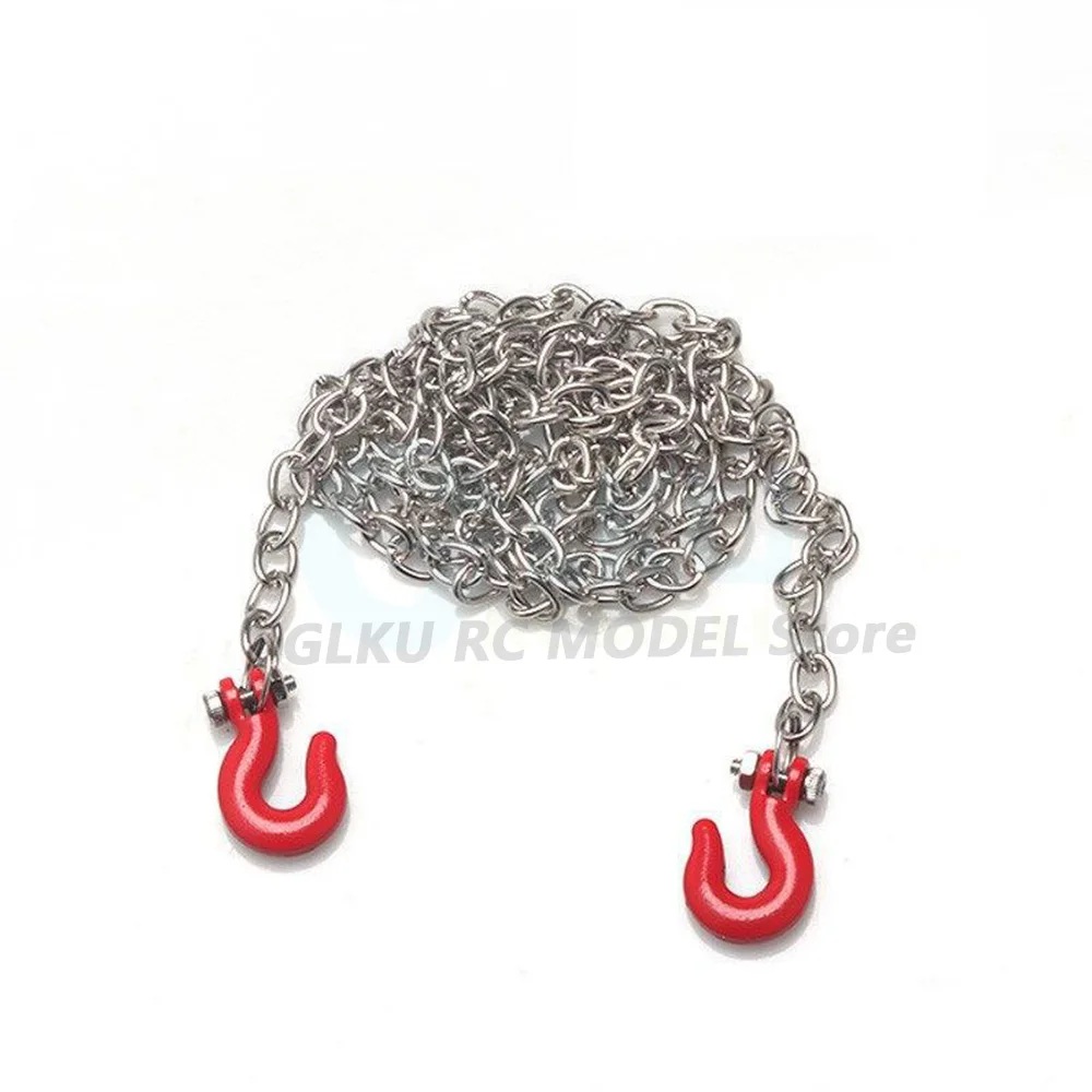 1 sztuk metalowy hak łańcuchowy symulacyjny dla 1/10 samochód wspinaczkowy terenowy RC4WD D90 CC01 Axial SCX10 części dekoracyjne łańcucha przyczepy