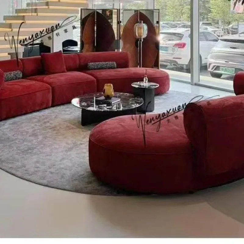 Light luxury simple modern living room red sofa