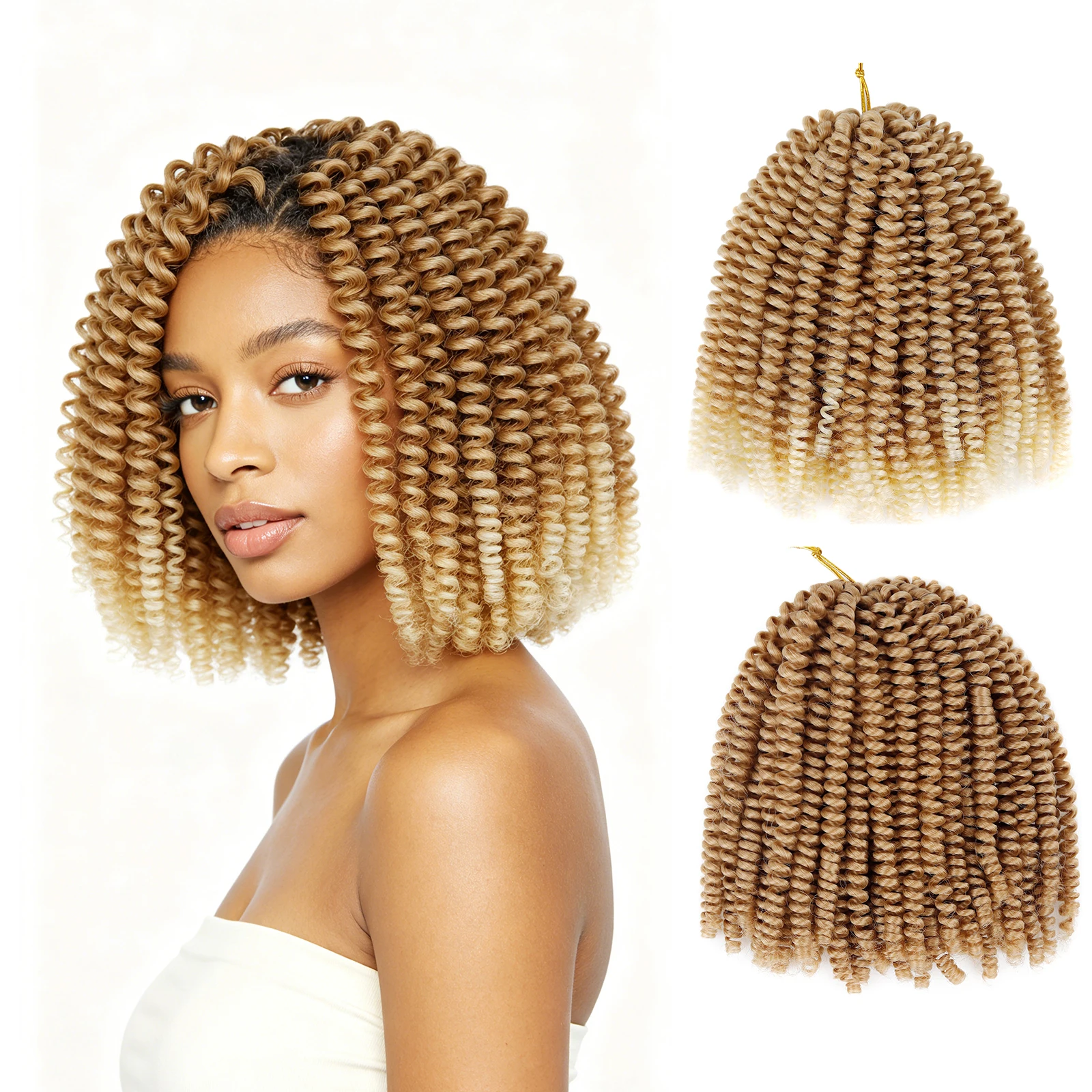 

Short 8 Inch Spring Twist Crochet Hair Synthetic Bounce Curly Braiding Hair Small Spring Twist Braids Hair Extensions