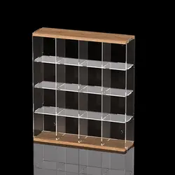 Clear Acrylic Display Case Cabinet with Door for Funko Figures,3/6/9 Grid Dustproof Wood Showcase for Toys Collectibles Model