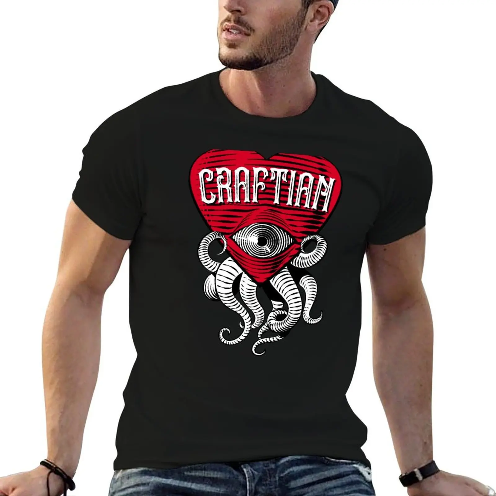 

100% T-Shirt With Eyeball cotton Inspired Heart Lovecraftian Cthulhu tshirt Freaky Tentacles and