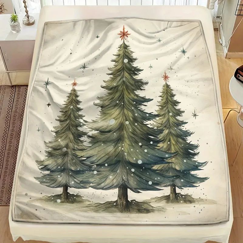 Christmas Tree Flannel Bedding Throw Blanket,Blanket for Couch, Office, Autumn and Winter, Party Supply, Christmas Decor