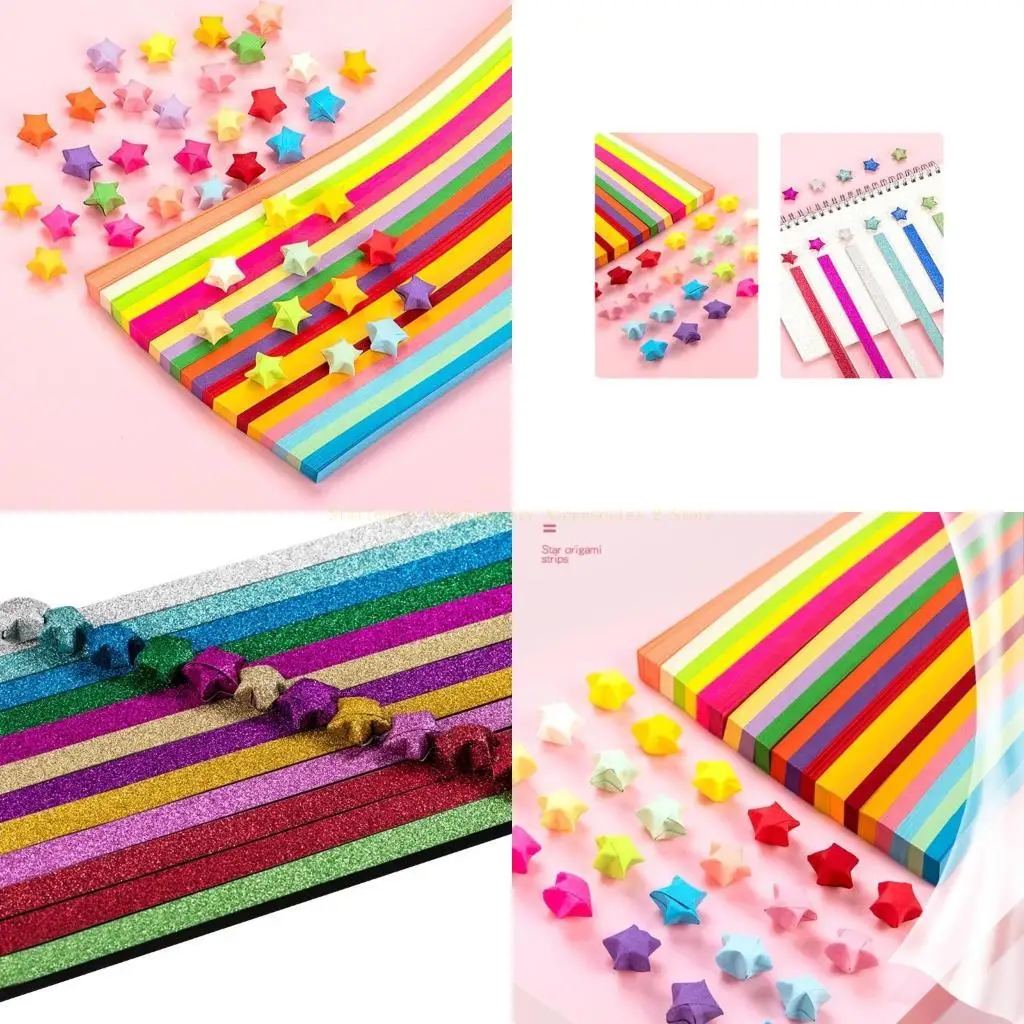 Double Sided Star Paper Strips Decorations Folding Paper for Art Crafts