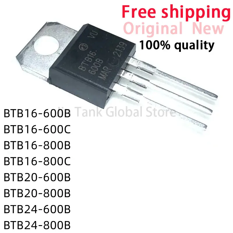 10Pcs New BTB16 BTB16-600B BTB16-600C BTB16-800B BTB16-800C BTB20 BTB20-600B BTB20-800B BTB24-600B BTB24-800B BTB24 TO-220 IC