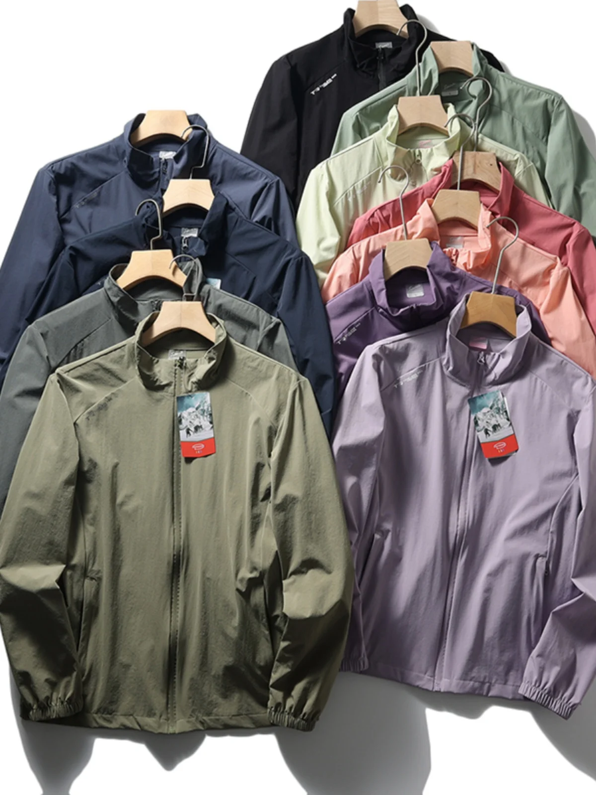 

Outdoor Cycling Clothes Couple Sle Stand Collar Men's Reflective Print Four-Sided Elastic Windproof Sunscreen Jaet