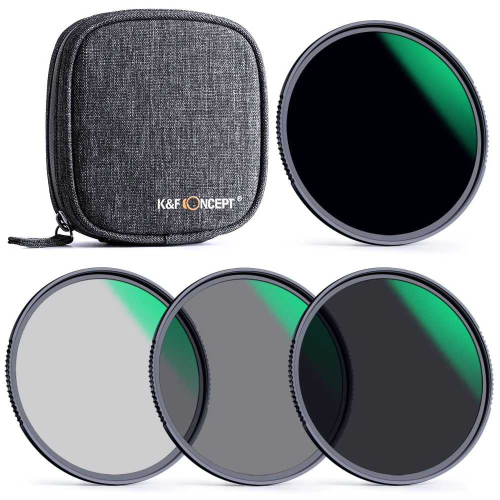 

K&F Concept ND Lens Filter Kit ND4 ND8 ND64 ND1000 Filter Set Multi-Coated HD Optical Glass Neutral Density Filter for SLRCamera