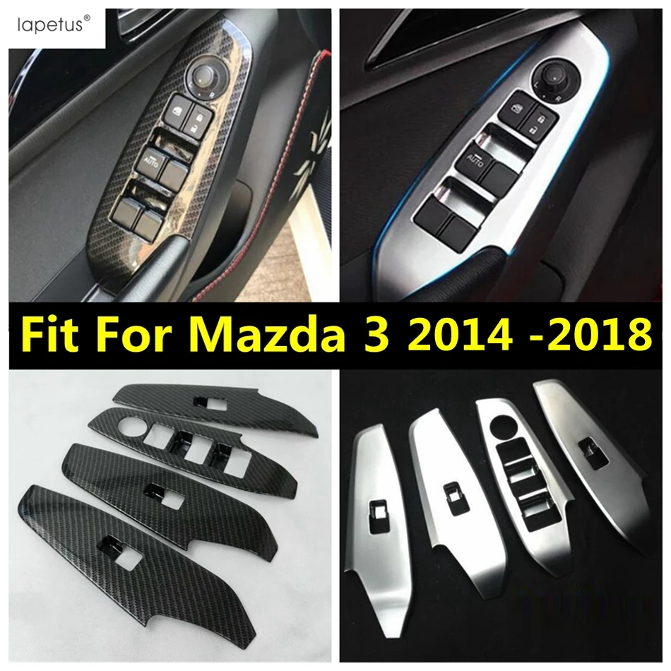 

Inner Door Armrest Window Lift Button Switch Panel Decoration Cover Trim For Mazda 3 2014-2018 Carbon Fiber Interior Accessories