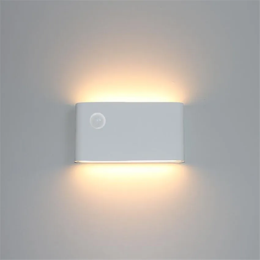 LED Wall Light With Human Body Motion Sensing IP65 Waterproof Outdoor&Indoor Wall Lamp Garden Light Fixture Aluminum AC90-260V