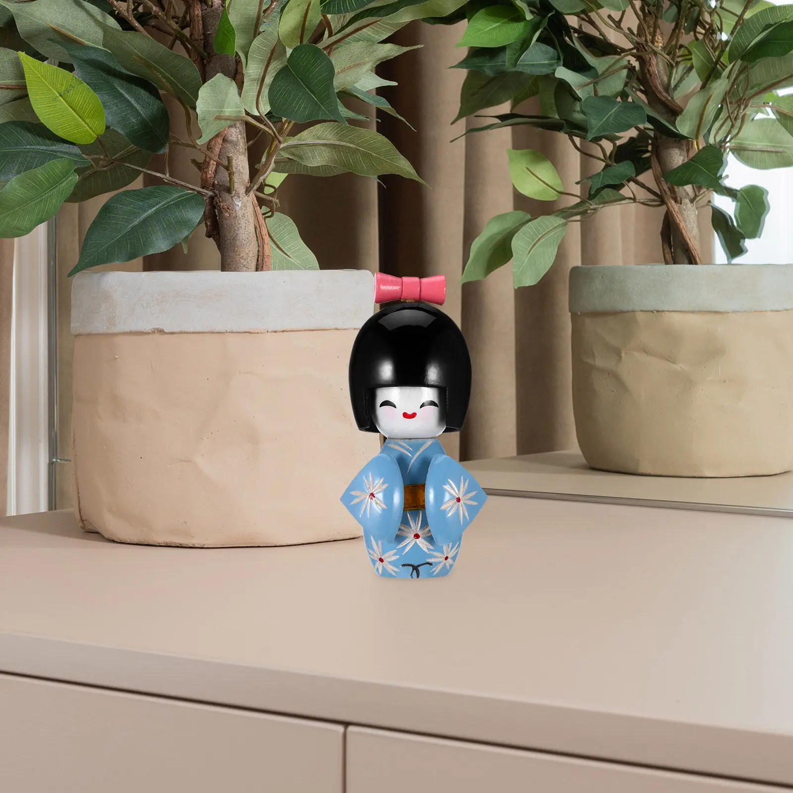 Japanese Kimono Wooden Ornament Delicate Traditional Style Compact Tabletop Home Decoration Japanese
