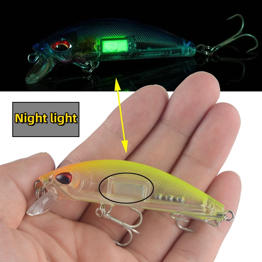 Night light Sinking Minnow Wobblers Fishing Lures 7cm 11g Trout Artificial plastic Hard Bait Jerkbait Crankbait Bass Fishing