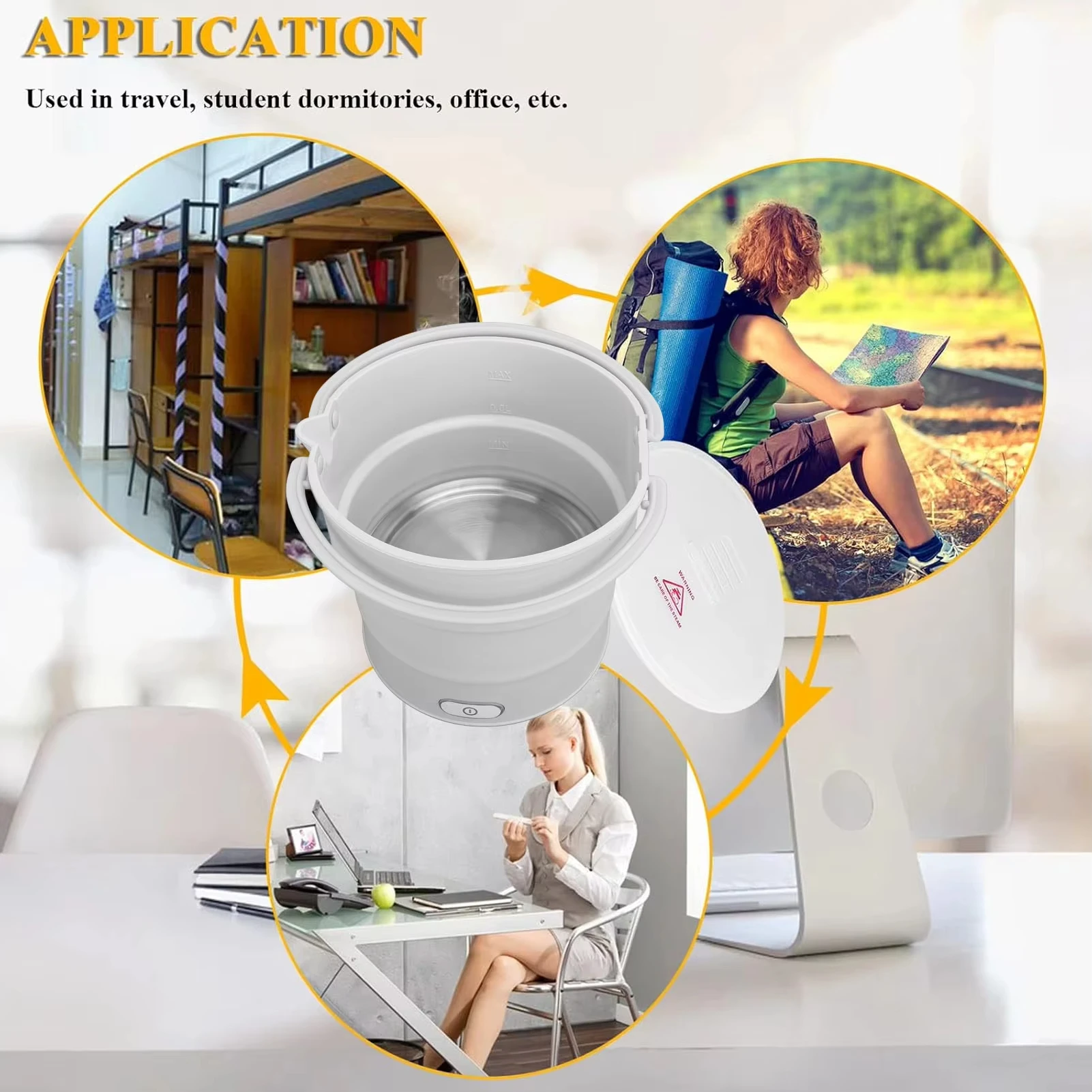 Foldable Electric Kettle Silicone Cooking Pot Fast Heating Multifunctional Dual Voltage Electric Hot Pot Cooker