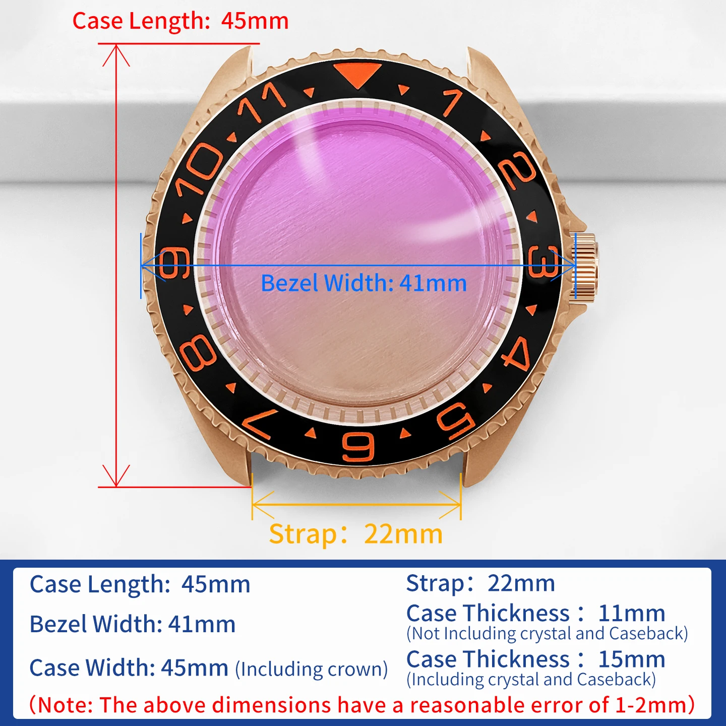 SKX 클래식 무광 로즈 골드 시계 케이스 3시 방향 SKX007 009 호환 NH35 NH36 무브먼트 챕터 링 크라운 케이스백 부품 MOD