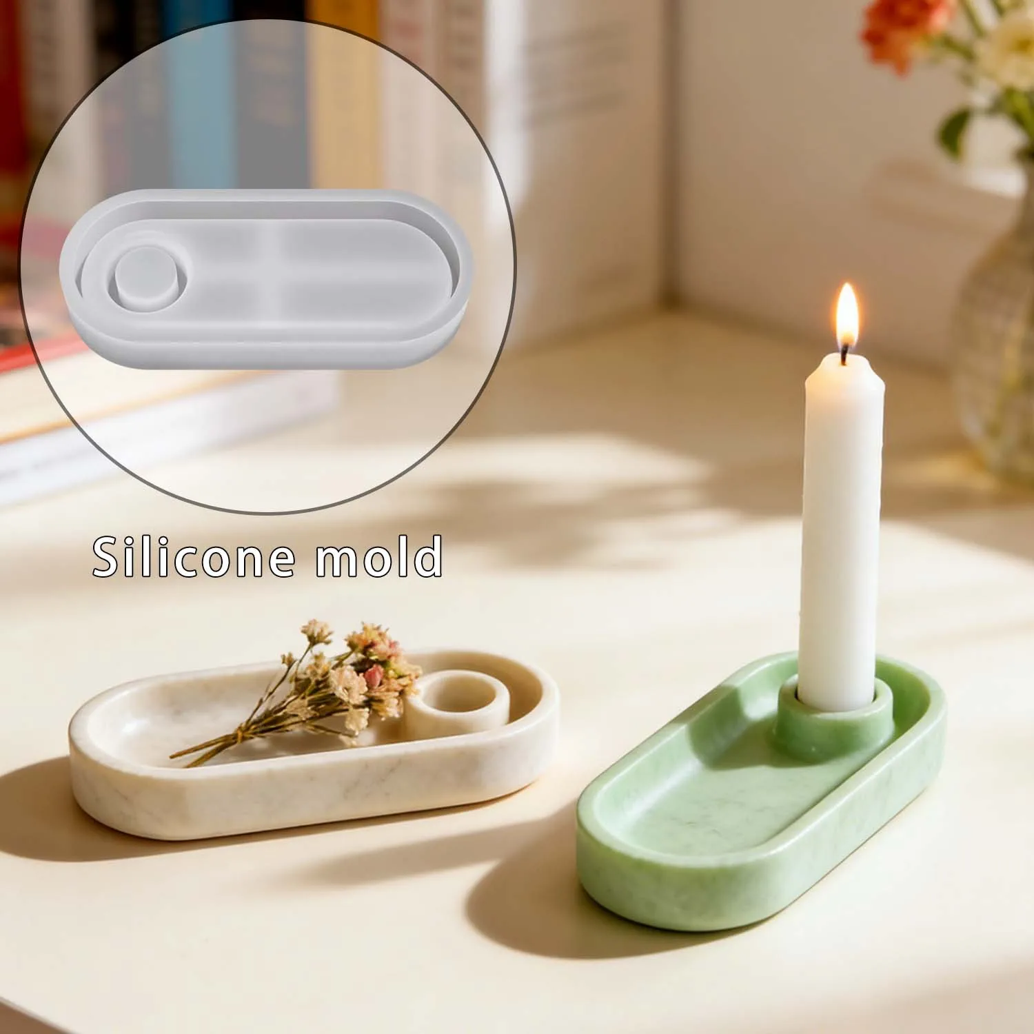 European and American Instagram-style Minimalist Mini Oval Scented Candle Holder DIY Decorative Resin,Plaster,and Silicone Molds