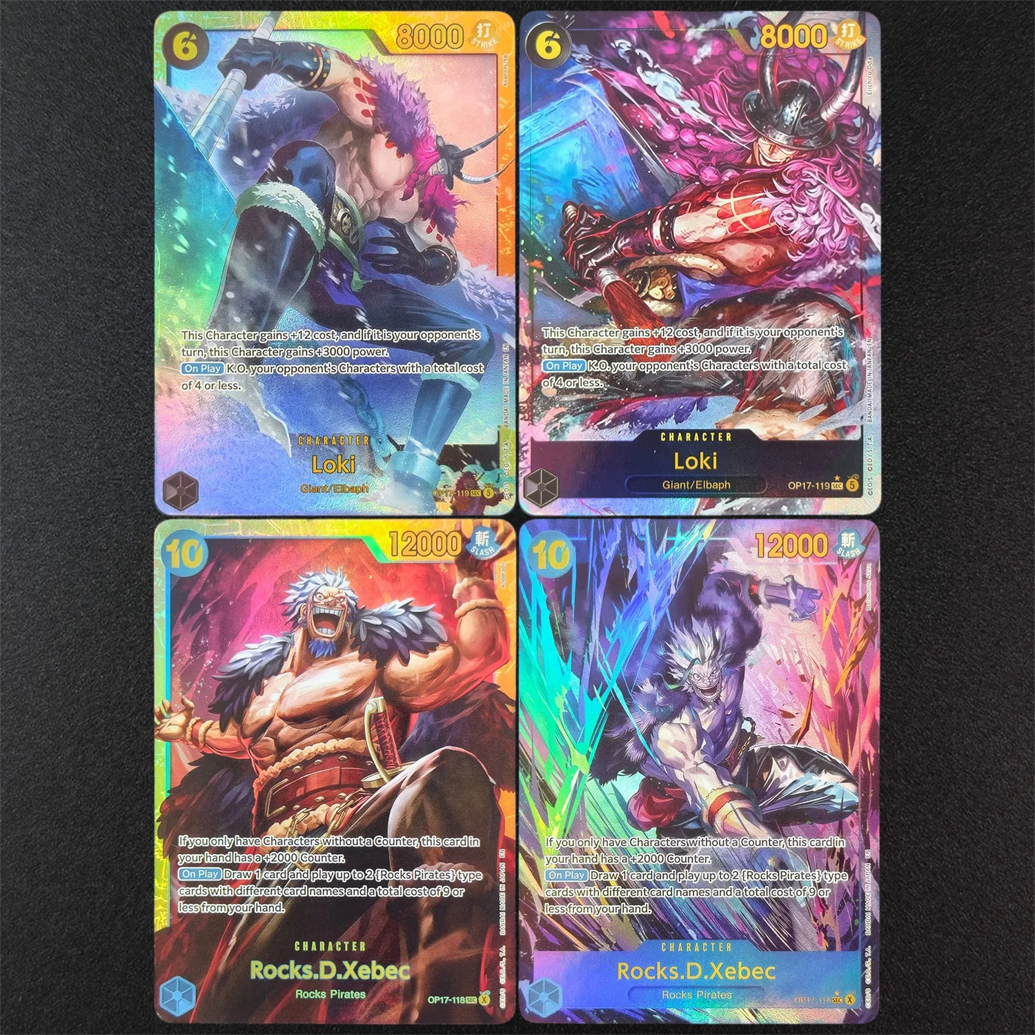 DIY Proxy English One Piece Rocks.D.Xebec OP17-118 Loki OP17-119 Alternate Art OP17 Game Collection Card Toy