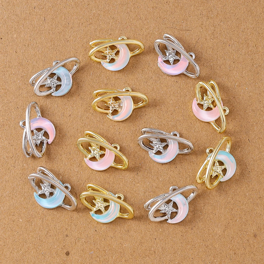 

5pcs Chic Gemstone Star Moon Pendant Charms for Necklace Earrings Bracelet DIY Handmade Jewelry Accessories Supplies