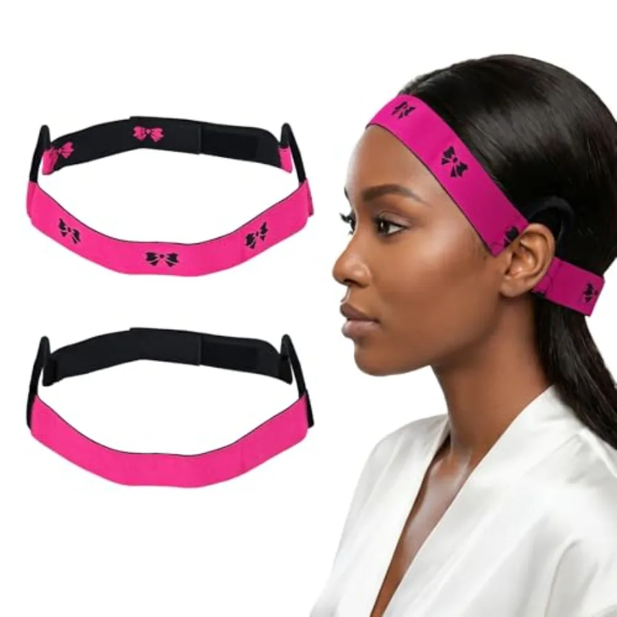 Wig Band for Lace Front, 2 Pack C-Shaped Ear Cut Out Wig Band, Double-Sided Velvet Lace Melting Band for Lace Front Wigs, Soft