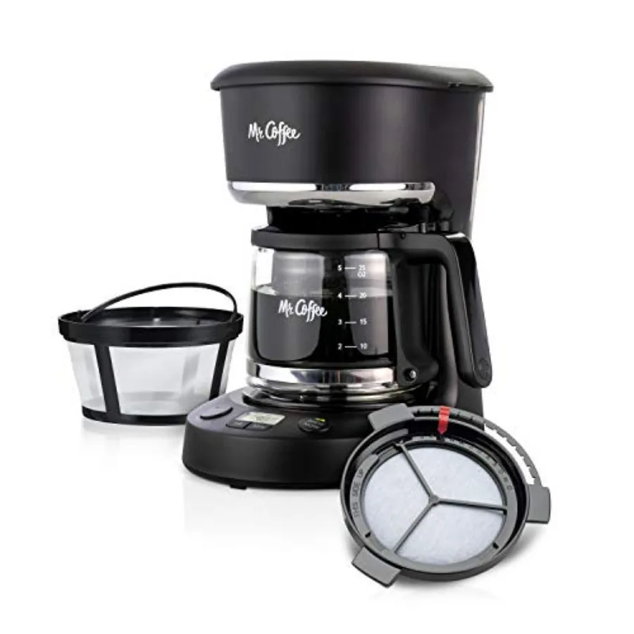 

Programmable Coffee Maker 5 Cups with Auto Pause Glass Carafe Compact Design Black