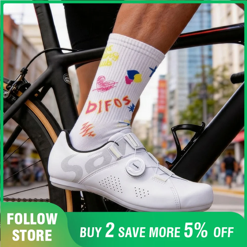 

DIFOS Men Womens Fashionable Sports Sokcs Breathable Comfortable Cycling Socks Four Season MTB Road Riding Running Workout Socks