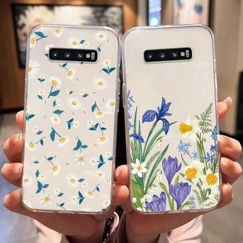 For Samsung Galaxy A10 A11 M11 A20 A30 M10A A20e A40 A21S A20S S9Plus S9 S10 4G S10e S10Plus Flowers And Plants Mini Clear Cover