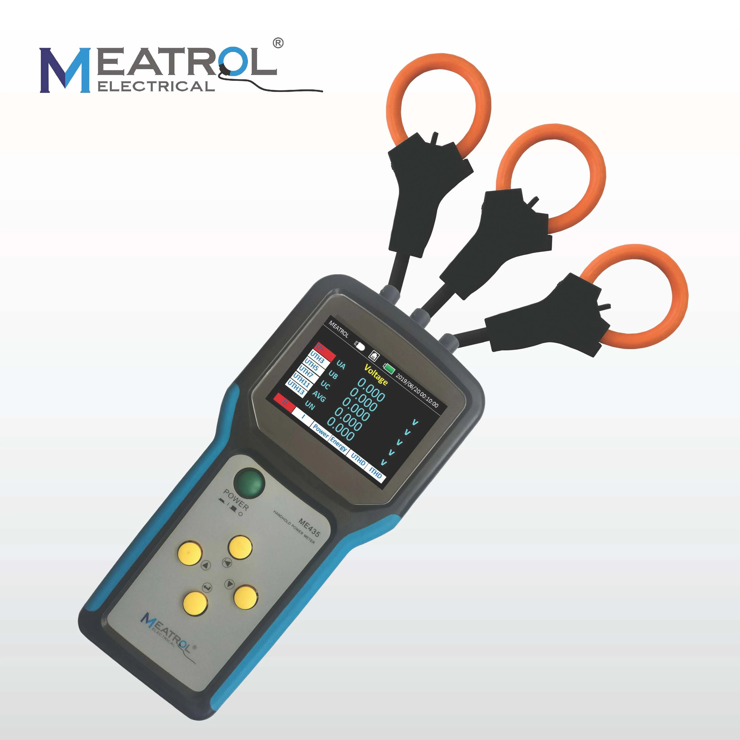 Multi function 32GB data logger METROL ME435 three phase Rogowski coil RS485 Handheld Power energy meter