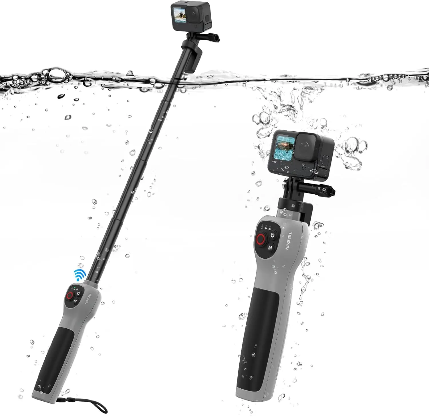 Underwater Selfie Stick TELESIN Waterproof Diving Extendable Selfie Stick Wireless Remote Control For Gopro Hero 8 9 10 11 12 13