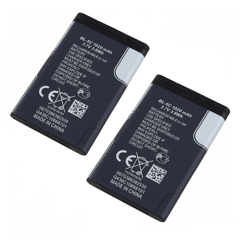 1020/2450mah High Capacity BL-5C Battery For Nokia 2610 1100 1110 1112 1116 6230 6630 N70 N71 N72 N91 E60 BATTERY 5C BL5C