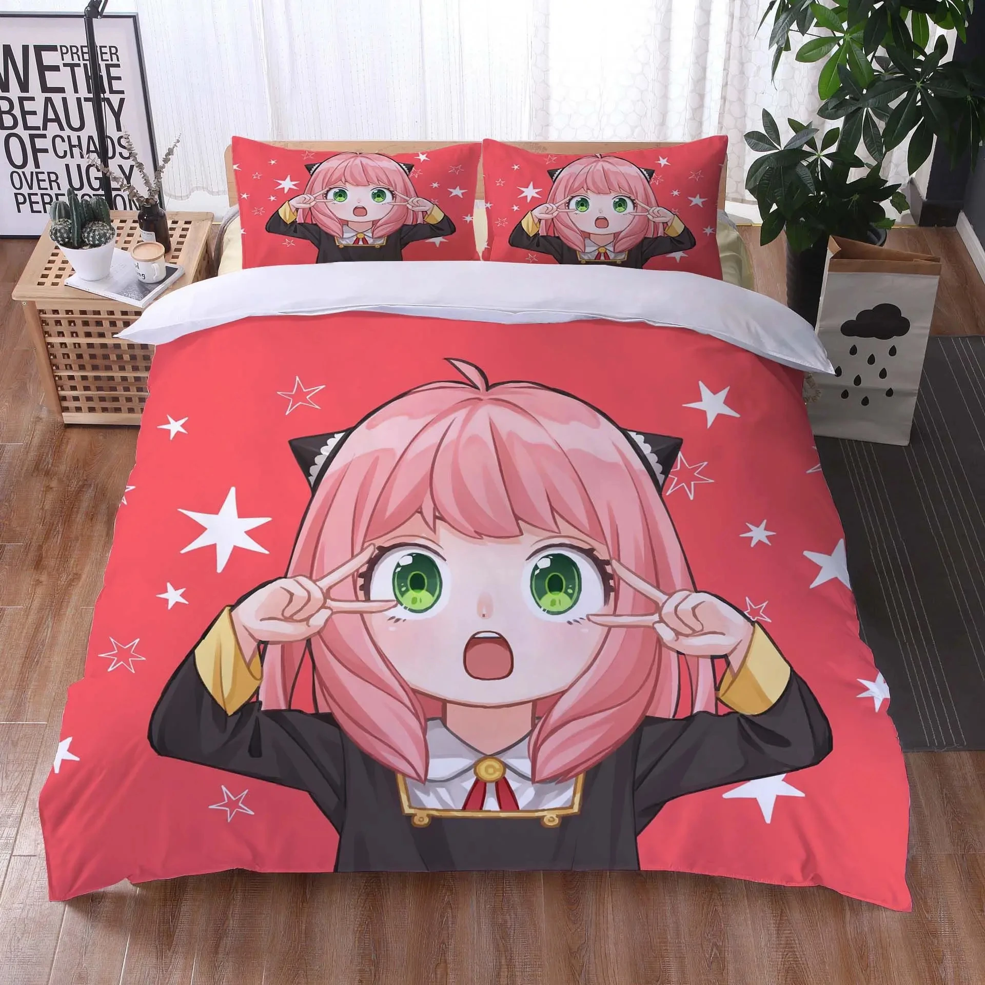 

Anime Spy Family Anya Bedding Set Boys Girls Twin Queen Size Duvet Cover Pillowcase Bed Boys Adult Fashion Home Textileextile