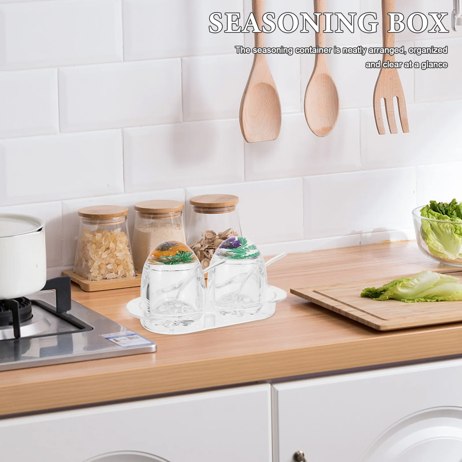 

1 set 1 Set Of Dry Jars Transparent Acrylic Kitchen Spice Box Multi-Function Condiment Container Clear Lidded