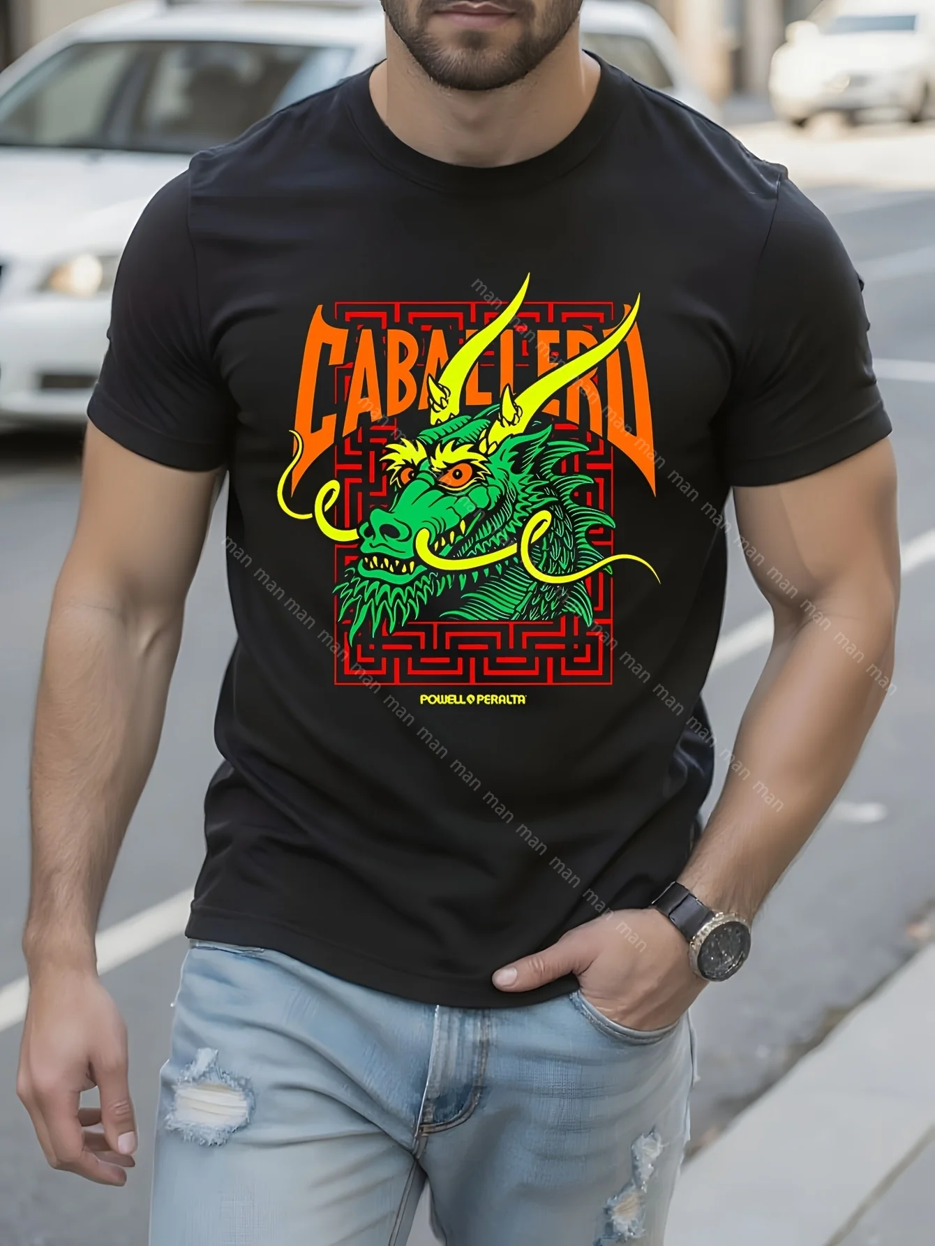 

Летняя хлопковая мужская футболка Steve Caballero Dragon Gym Pattern Футболка с принтом Уличная мужская спортивная футболка с коротким рукавом Женские футболки Топы Рубашки