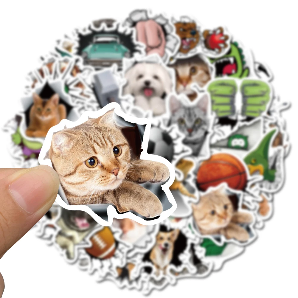 10/30/50pcs Funny 3D Animals Cute Cat Meme Stickers Decals Decoration Phone Skateboard Laptop Bike Motorcycle Wall Sticker Toys