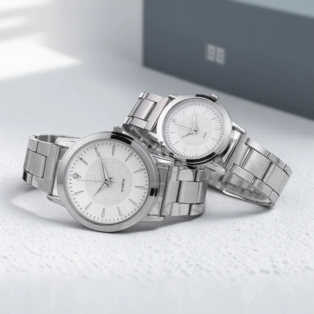 

Светящийся набор кварцевых часов со стальным ремешком для пар, стильные наручные часы для него и нее, идеальный подарок на годовщину, особые случаи