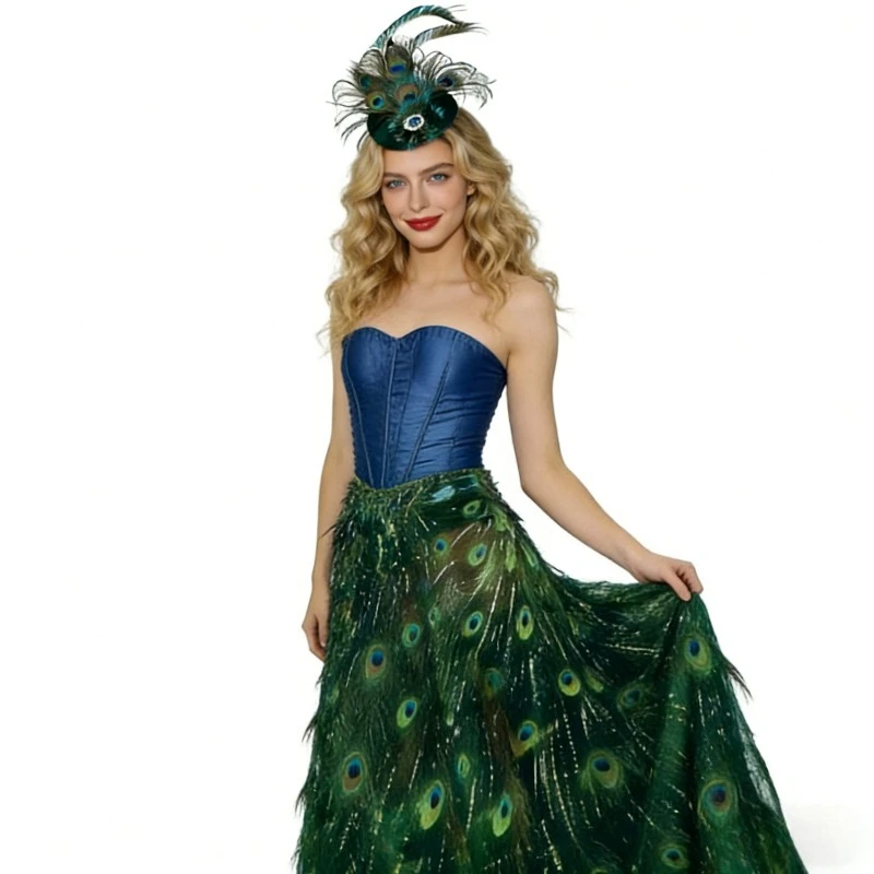 Vintage 1920s Peacock Feather Beret - Rhinestone Embellished Velvet Fascinator for Tea Party & Gatsby Costume Headwear
