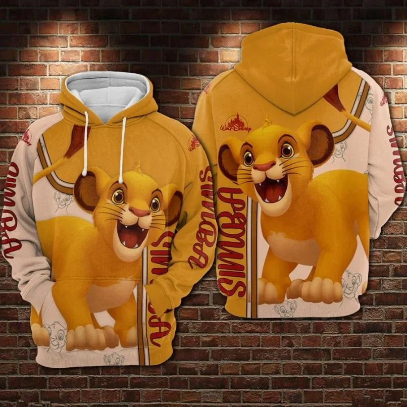 Lion King Simba 3D HoodieDisney  Hoodie Men\'s Hoodie Sweatshirt 3D Printing Fashion Fall Winter Casual Jacket Unisex Oversize ﻿