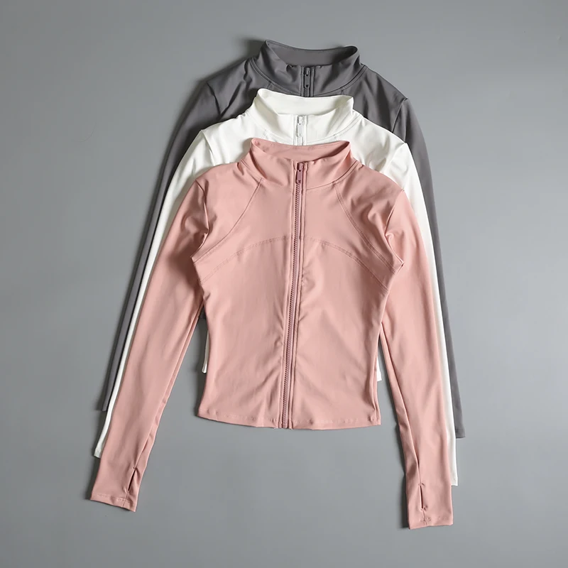 Women's Yoga Top Summer Sun Protection Stand Collar Slim Fit Sportswear Fitness Running Jacket Quick Dry Breathable Short Sleeve