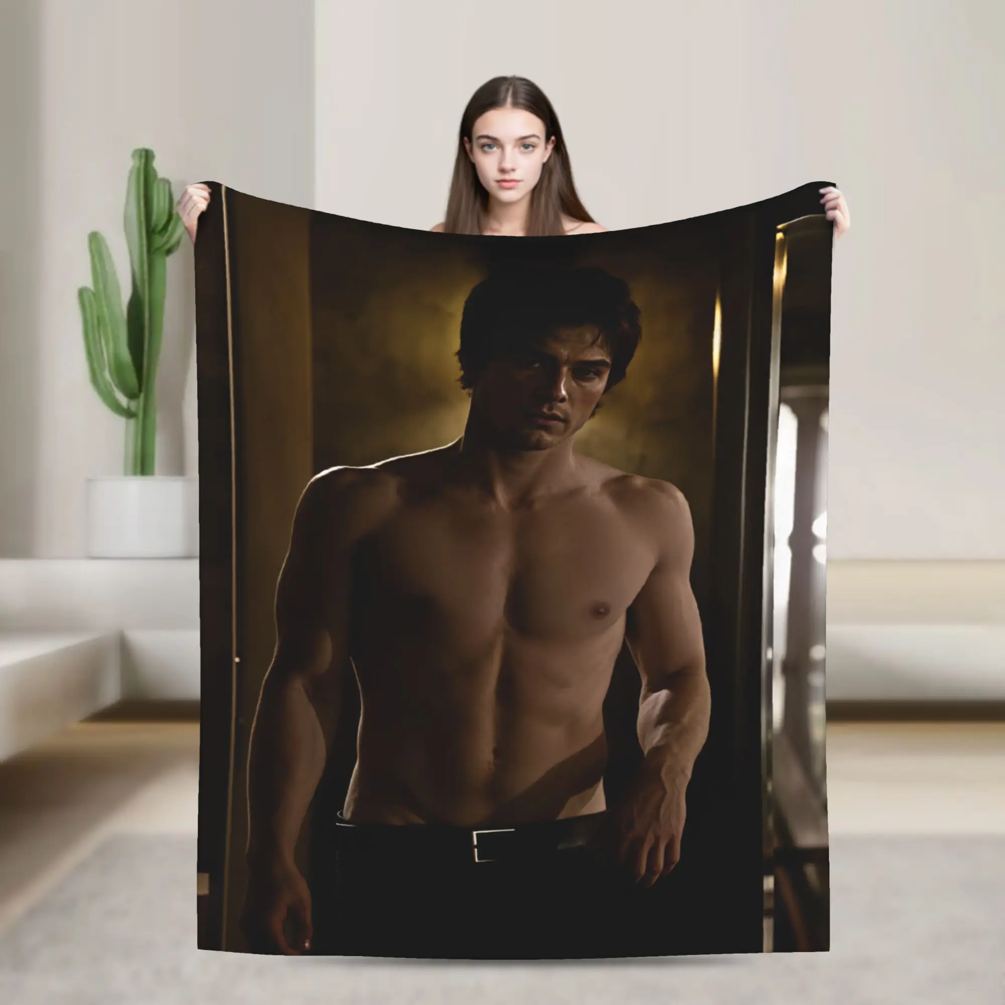 Vampire Diaries Damon Klaus  Flannel Blankets  Warm Bedding Throws for Home Decor Travel Fluffy Bedspread Sofa Bed Cover