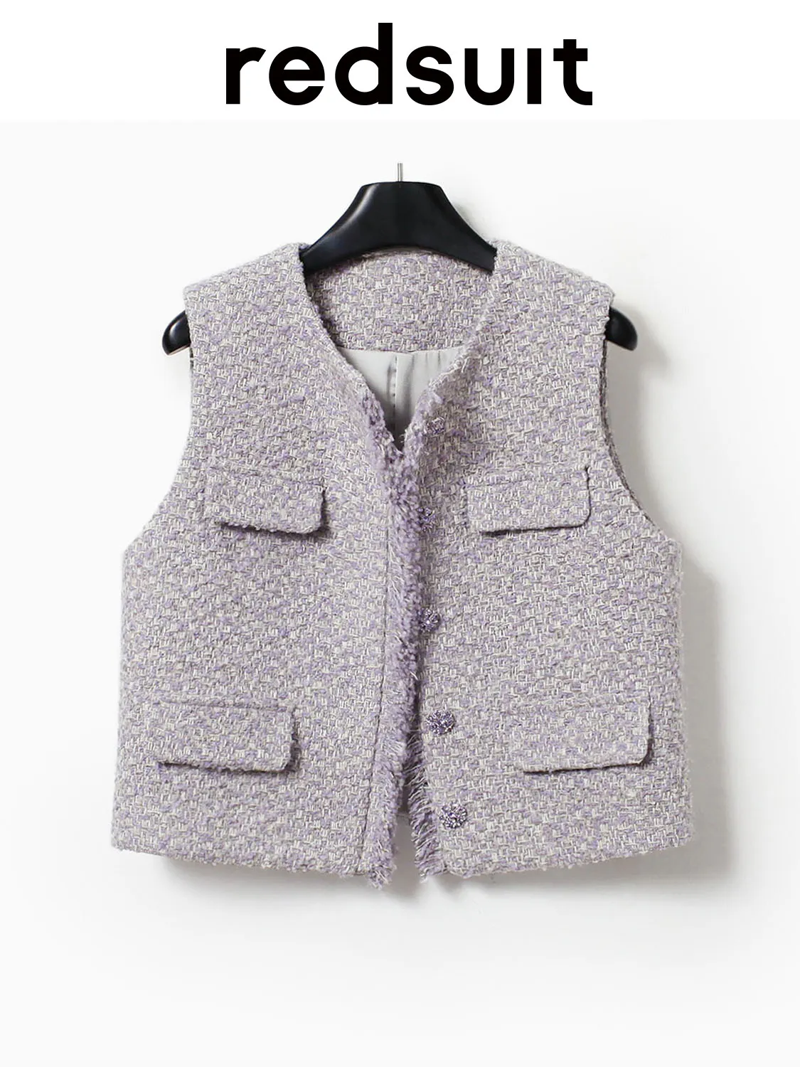 New High end purple coarse floral fringe vest round neck sleeveless versatile commuter top Custom size