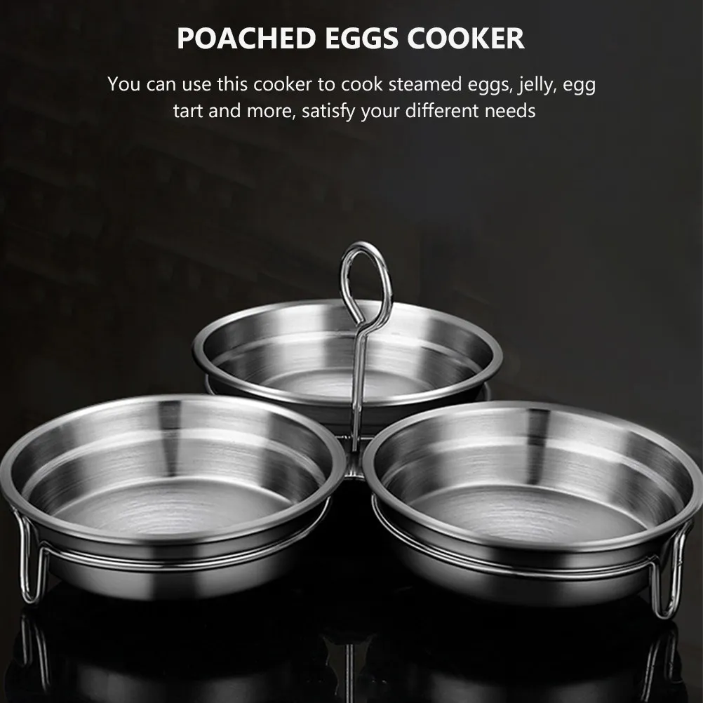 1Set Heart Shape Egg Poacher Pan Stainless Steel Nonstick Poached Egg Maker Portable Lightweight for Travel Camping Kitchen