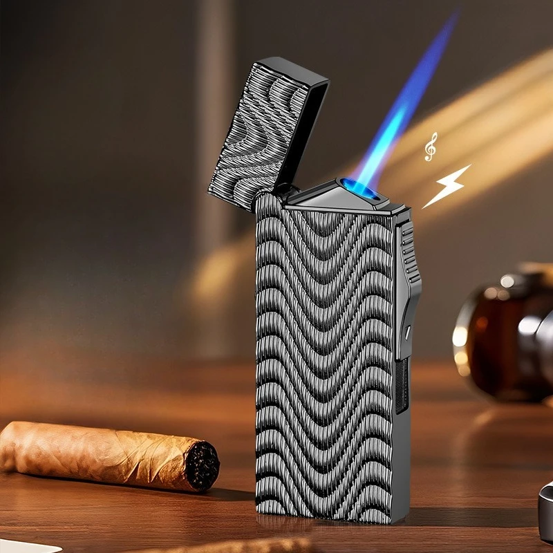 Retro High-end Inflatable Direct Impact Windproof Blue Flame Lighter Wear-resistant Men's Smoking Accessories Cigarette Lighter
