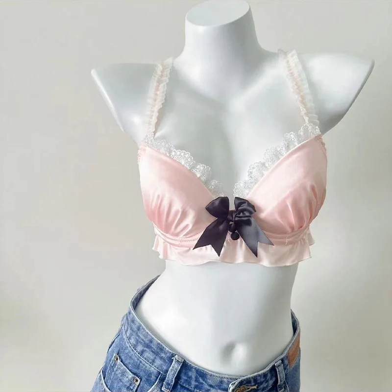 Yuqi Kawaii Japanese Lolita Lingerie Set - Cute Bow Bra Cover & Panties For  Small Chest, Pure Sexy Teen Girl Charm Xs-s Cup Bra - AliExpress 200574005