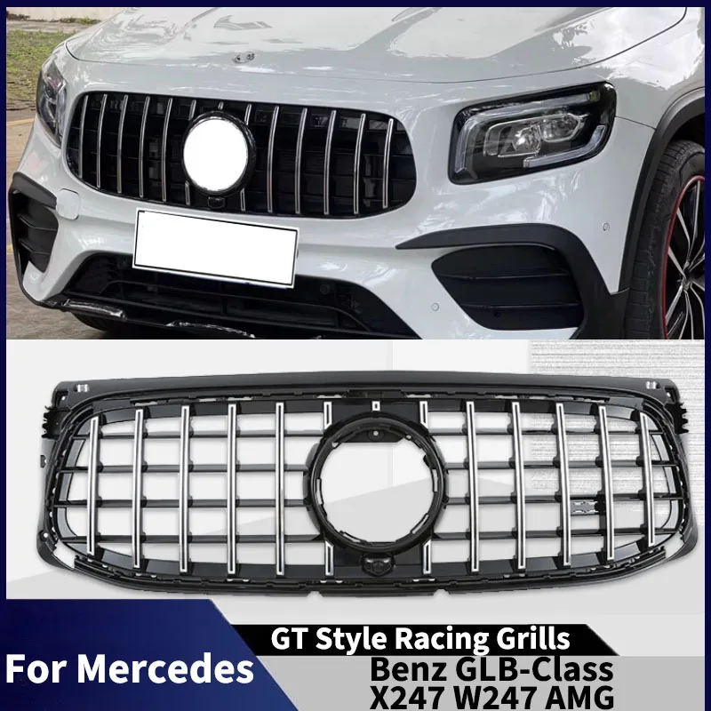 

Для Mercedes Benz GLB-Class X247 W247 AMG 2020-2023 Автомобильная передняя решетка Racing Grills GT Style Решетки переднего бампера Капот Комплект кузова