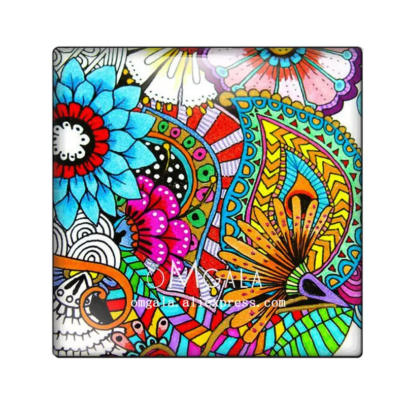 Art Colorful Oil Painting Flowers Square 10pcs mixed 12mm/20mm/25mm/30mm photo glass cabochon demo flat back Making findings