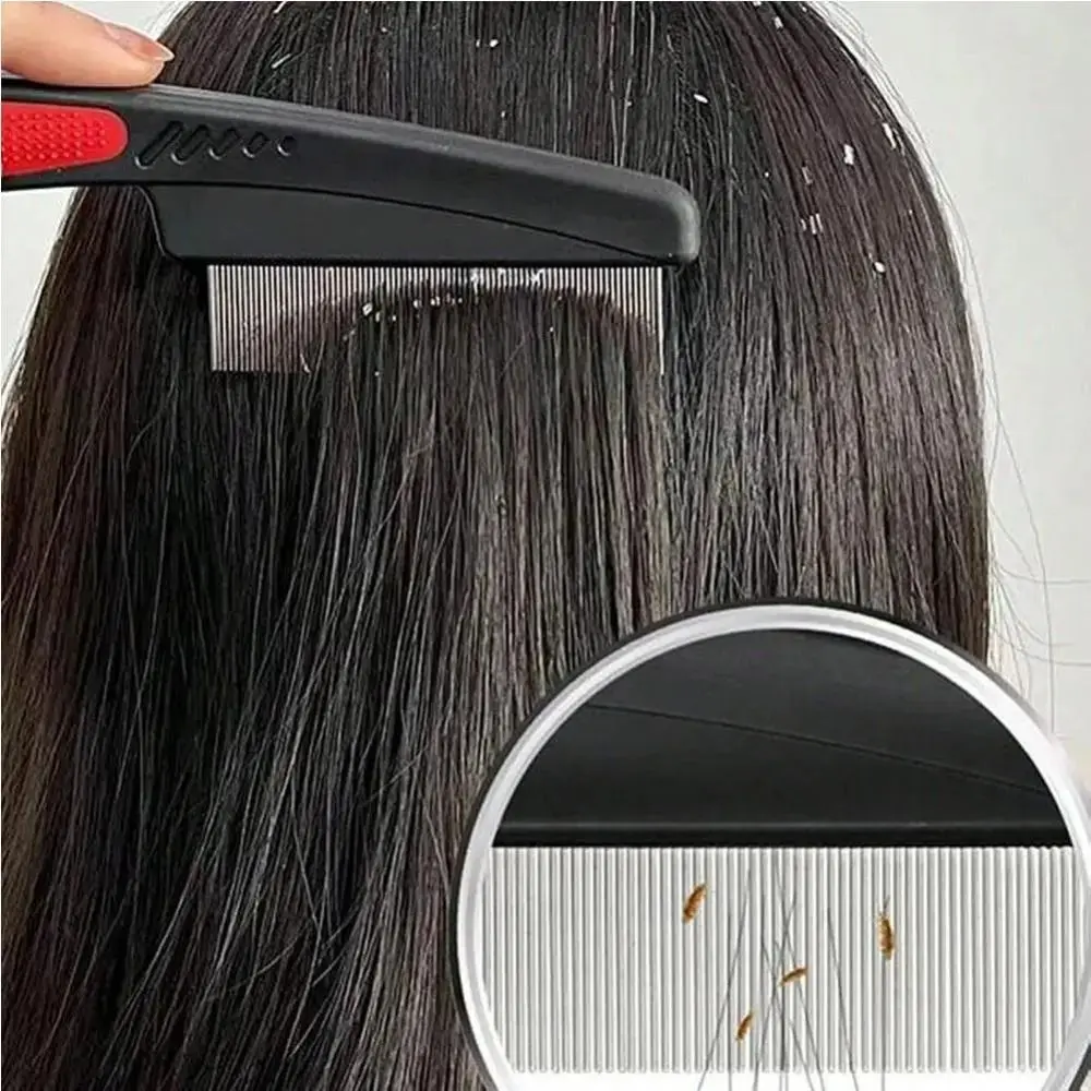 Anti-slip Handle Fine-toothed Lice Comb Painless Remove Dandruff Flea Comb Scalp Cleansing Comb Hair Comb