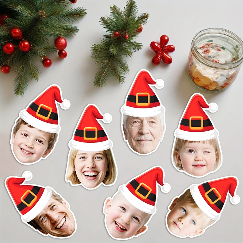 20 قطعة/50 قطعة صورة قابلة للتخصيص عيد الميلاد موضوع ملصقات متعددة سانتا قبعة أنماط نمط السنة الجديدة حفلة الاحتفال ديكور #5